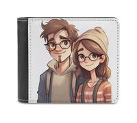 QMNRTK Cartoon Couple Leather Wallet Bifold Wallet for Men Women Rfid Blocking Bifold, Extra Capacity Ultra Strong Stitching Slim Billfold with 8 Card Slots, style, One Size