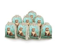 QMNRTK Cartoon Cute Otter 8 PCS Muslin Bags with Drawstring Sachet Bags Empty Small Cotton Drawstring Bag Muslin Reusable & Washable Cotton Bag for Herb Spice Candy Soap Jewelry Wedding Gift Pouches