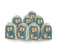 QMNRTK Cartoon Fox Pattern 8 PCS Muslin Bags with Drawstring Sachet Bags Empty Small Cotton Drawstring Bag Muslin Reusable & Washable Cotton Bag for Herb Spice Candy Soap Jewelry Wedding Gift Pouches