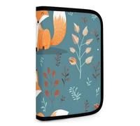 QMNRTK Cartoon Fox Pattern Multifunctional Compact Wallet Id Stronghold Waltlet Credit Card Holder Wallet Zipper Leather Case Purse Rfid Blocking Bifold Wallet for Men Women, style, One Size