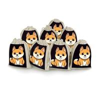 QMNRTK Cartoon Shiba Inu 8 PCS Muslin Bags with Drawstring Sachet Bags Empty Small Cotton Drawstring Bag Muslin Reusable & Washable Cotton Bag for Herb Spice Candy Soap Jewelry Wedding Gift Pouches