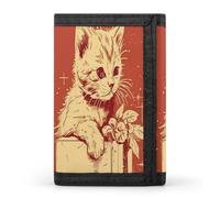 QMNRTK Cat Lying on The Box Triple Fold Wallet,Slim Wallet Personalized Engraved Rfid Blocking Wallet for Men And Women, style, One Size