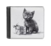 QMNRTK Cat Next to Gift Leather Wallet Bifold Wallet for Men Women Rfid Blocking Bifold, Extra Capacity Ultra Strong Stitching Slim Billfold with 8 Card Slots, style, One Size