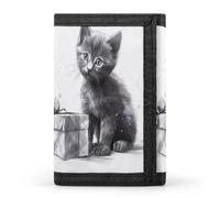 QMNRTK Cat Next to Gift Triple Fold Wallet,Slim Wallet Personalized Engraved Rfid Blocking Wallet for Men And Women, style, One Size