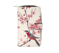 QMNRTK Cherry Branches Flowers Birds Credit Card Wallet Rfid Blocking Slim Bifold Genuine Leather Minimalist Front Pocket Wallets Keychain Wallet for Men And Women, style, 19.7x11x3.5cm