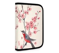 QMNRTK Cherry Branches Flowers Birds Multifunctional Compact Wallet Id Stronghold Waltlet Credit Card Holder Wallet Zipper Leather Case Purse Rfid Blocking Bifold Wallet for Men Women, style, One Size