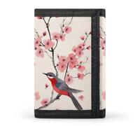 QMNRTK Cherry Branches Flowers Birds Triple Fold Wallet,Slim Wallet Personalized Engraved Rfid Blocking Wallet for Men And Women, style, One Size