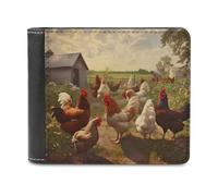 QMNRTK Chickens And Farm Leather Wallet Bifold Wallet for Men Women Rfid Blocking Bifold, Extra Capacity Ultra Strong Stitching Slim Billfold with 8 Card Slots, style, One Size