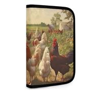 QMNRTK Chickens And Farm Multifunctional Compact Wallet Id Stronghold Waltlet Credit Card Holder Wallet Zipper Leather Case Purse Rfid Blocking Bifold Wallet for Men Women, style, One Size