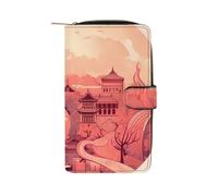 QMNRTK Chinese Architectural Patterns Credit Card Wallet Rfid Blocking Slim Bifold Genuine Leather Minimalist Front Pocket Wallets Keychain Wallet for Men And Women, style, 19.7x11x3.5cm