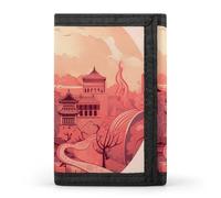 QMNRTK Chinese Architectural Patterns Triple Fold Wallet,Slim Wallet Personalized Engraved Rfid Blocking Wallet for Men And Women, style, One Size