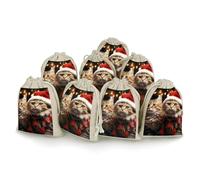 QMNRTK Christmas Cat 8 PCS Muslin Bags with Drawstring Sachet Bags Empty Small Cotton Drawstring Bag Muslin Reusable & Washable Cotton Bag for Herb Spice Candy Soap Jewelry Wedding Gift Pouches