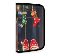QMNRTK Christmas Socks Xmas Party Multifunctional Compact Wallet Id Stronghold Waltlet Credit Card Holder Wallet Zipper Leather Case Purse Rfid Blocking Bifold Wallet for Men Women, style, One Size