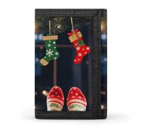 QMNRTK Christmas Socks Xmas Party Triple Fold Wallet,Slim Wallet Personalized Engraved Rfid Blocking Wallet for Men And Women, style, One Size