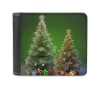 QMNRTK Christmas Trees Leather Wallet Bifold Wallet for Men Women Rfid Blocking Bifold, Extra Capacity Ultra Strong Stitching Slim Billfold with 8 Card Slots, style, One Size