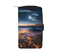 QMNRTK Cities Night View Credit Card Wallet Rfid Blocking Slim Bifold Genuine Leather Minimalist Front Pocket Wallets Keychain Wallet for Men And Women, style, 19.7x11x3.5cm