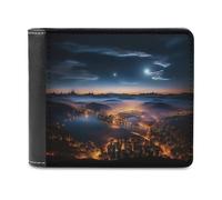 QMNRTK Cities Night View Leather Wallet Bifold Wallet for Men Women Rfid Blocking Bifold, Extra Capacity Ultra Strong Stitching Slim Billfold with 8 Card Slots, style, One Size