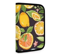QMNRTK Citrus Fruit Pattern Multifunctional Compact Wallet Id Stronghold Waltlet Credit Card Holder Wallet Zipper Leather Case Purse Rfid Blocking Bifold Wallet for Men Women, style, One Size