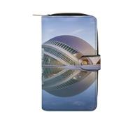 QMNRTK City of The Arts And The Sciences Credit Card Wallet Rfid Blocking Slim Bifold Genuine Leather Minimalist Front Pocket Wallets Keychain Wallet for Men And Women, style, 19.7x11x3.5cm
