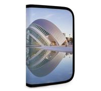 QMNRTK City of The Arts And The Sciences Multifunctional Compact Wallet Id Stronghold Waltlet Credit Card Holder Wallet Zipper Leather Case Purse Rfid Blocking Bifold Wallet for Men Women, style, One