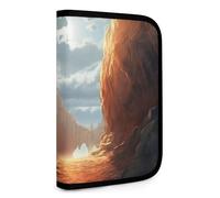 QMNRTK Cliff Landscape Multifunctional Compact Wallet Id Stronghold Waltlet Credit Card Holder Wallet Zipper Leather Case Purse Rfid Blocking Bifold Wallet for Men Women, style, One Size
