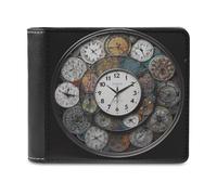 QMNRTK Clock Art Leather Wallet Bifold Wallet for Men Women Rfid Blocking Bifold, Extra Capacity Ultra Strong Stitching Slim Billfold with 8 Card Slots, style, One Size