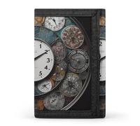 QMNRTK Clock Art Triple Fold Wallet,Slim Wallet Personalized Engraved Rfid Blocking Wallet for Men And Women, style, One Size