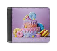 QMNRTK Colored Cake Leather Wallet Bifold Wallet for Men Women Rfid Blocking Bifold, Extra Capacity Ultra Strong Stitching Slim Billfold with 8 Card Slots, style, One Size