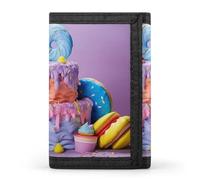 QMNRTK Colored Cake Triple Fold Wallet,Slim Wallet Personalized Engraved Rfid Blocking Wallet for Men And Women, style, One Size