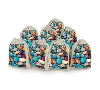 QMNRTK Colored Stones 8 PCS Muslin Bags with Drawstring Sachet Bags Empty Small Cotton Drawstring Bag Muslin Reusable & Washable Cotton Bag for Herb Spice Candy Soap Jewelry Wedding Gift Pouches