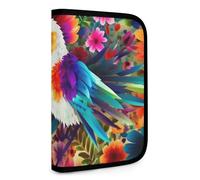 QMNRTK Colorful Animals & Flowers Multifunctional Compact Wallet Id Stronghold Waltlet Credit Card Holder Wallet Zipper Leather Case Purse Rfid Blocking Bifold Wallet for Men Women, style, One Size