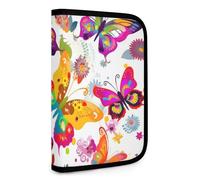 QMNRTK Colorful Butterflies And Flowers Multifunctional Compact Wallet Id Stronghold Waltlet Credit Card Holder Wallet Zipper Leather Case Purse Rfid Blocking Bifold Wallet for Men Women, style, One
