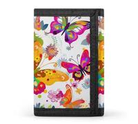QMNRTK Colorful Butterflies And Flowers Triple Fold Wallet,Slim Wallet Personalized Engraved Rfid Blocking Wallet for Men And Women, style, One Size