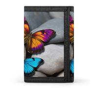 QMNRTK Colorful Butterfly Stone Triple Fold Wallet,Slim Wallet Personalized Engraved Rfid Blocking Wallet for Men And Women, style, One Size