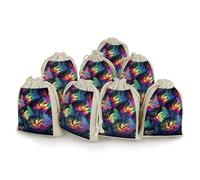 QMNRTK Colorful Flower 8 PCS Muslin Bags with Drawstring Sachet Bags Empty Small Cotton Drawstring Bag Muslin Reusable & Washable Cotton Bag for Herb Spice Candy Soap Jewelry Wedding Gift Pouches