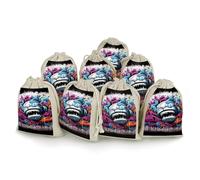 QMNRTK Colorful Graffiti 8 PCS Muslin Bags with Drawstring Sachet Bags Empty Small Cotton Drawstring Bag Muslin Reusable & Washable Cotton Bag for Herb Spice Candy Soap Jewelry Wedding Gift Pouches