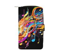 QMNRTK Colorful Musical Note Credit Card Wallet Rfid Blocking Slim Bifold Genuine Leather Minimalist Front Pocket Wallets Keychain Wallet for Men And Women, style, 19.7x11x3.5cm