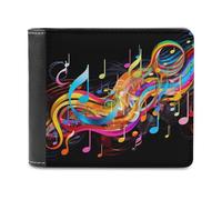 QMNRTK Colorful Musical Note Leather Wallet Bifold Wallet for Men Women Rfid Blocking Bifold, Extra Capacity Ultra Strong Stitching Slim Billfold with 8 Card Slots, style, One Size