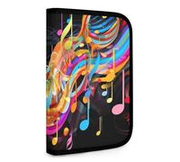 QMNRTK Colorful Musical Note Multifunctional Compact Wallet Id Stronghold Waltlet Credit Card Holder Wallet Zipper Leather Case Purse Rfid Blocking Bifold Wallet for Men Women, style, One Size