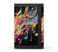 QMNRTK Colorful Musical Note Triple Fold Wallet,Slim Wallet Personalized Engraved Rfid Blocking Wallet for Men And Women, style, One Size