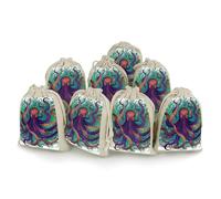 QMNRTK Colorful Octopus 8 PCS Muslin Bags with Drawstring Sachet Bags Empty Small Cotton Drawstring Bag Muslin Reusable & Washable Cotton Bag for Herb Spice Candy Soap Jewelry Wedding Gift Pouches
