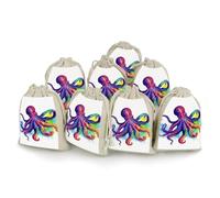 QMNRTK Colorful Octopus 8 PCS Muslin Bags with Drawstring Sachet Bags Empty Small Cotton Drawstring Bag Muslin Reusable & Washable Cotton Bag for Herb Spice Candy Soap Jewelry Wedding Gift Pouches