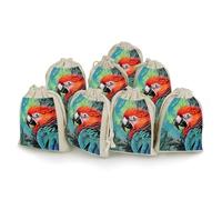 QMNRTK Colorful Parrot 8 PCS Muslin Bags with Drawstring Sachet Bags Empty Small Cotton Drawstring Bag Muslin Reusable & Washable Cotton Bag for Herb Spice Candy Soap Jewelry Wedding Gift Pouches