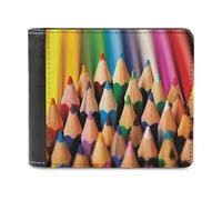 QMNRTK Colorful Pencils Leather Wallet Bifold Wallet for Men Women Rfid Blocking Bifold, Extra Capacity Ultra Strong Stitching Slim Billfold with 8 Card Slots, style, One Size