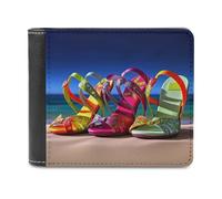 QMNRTK Colorful Sandals Shoes Leather Wallet Bifold Wallet for Men Women Rfid Blocking Bifold, Extra Capacity Ultra Strong Stitching Slim Billfold with 8 Card Slots, style, One Size