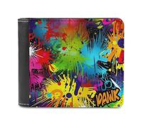 QMNRTK Colorful Spray Pattern Leather Wallet Bifold Wallet for Men Women Rfid Blocking Bifold, Extra Capacity Ultra Strong Stitching Slim Billfold with 8 Card Slots, style, One Size