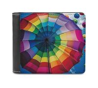 QMNRTK Colorful Umbrella Leather Wallet Bifold Wallet for Men Women Rfid Blocking Bifold, Extra Capacity Ultra Strong Stitching Slim Billfold with 8 Card Slots, style, One Size