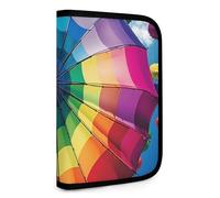 QMNRTK Colorful Umbrella Multifunctional Compact Wallet Id Stronghold Waltlet Credit Card Holder Wallet Zipper Leather Case Purse Rfid Blocking Bifold Wallet for Men Women, style, One Size
