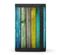 QMNRTK Colorful Wooden Boards Triple Fold Wallet,Slim Wallet Personalized Engraved Rfid Blocking Wallet for Men And Women, style, One Size