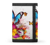QMNRTK Colourful Butterfly And Floral Triple Fold Wallet,Slim Wallet Personalized Engraved Rfid Blocking Wallet for Men And Women, style, One Size